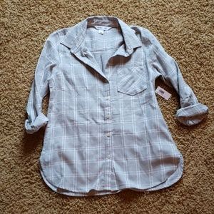 NWT gray and white plaid